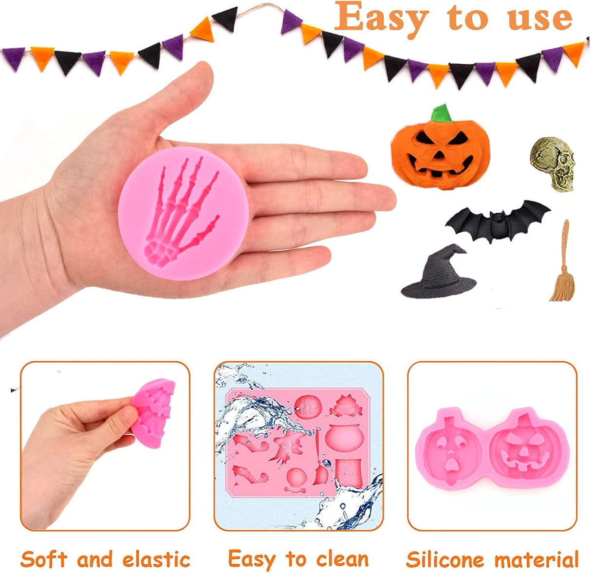 Moldes de Silicona Halloween, 7 Pcs para Pasteles y Chocolates