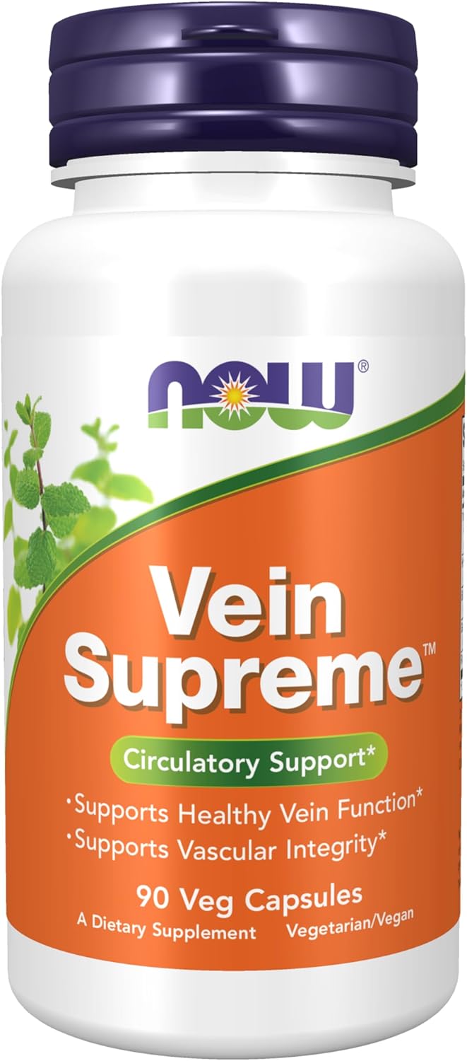 Suplementos Vein Supreme™ de NOW Foods, 90 Veg Caps, Apoyo Circulatorio