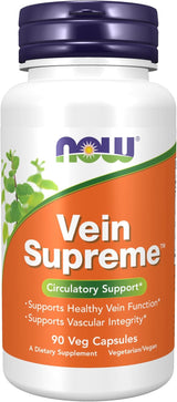 Suplementos Vein Supreme™ de NOW Foods, 90 Veg Caps, Apoyo Circulatorio