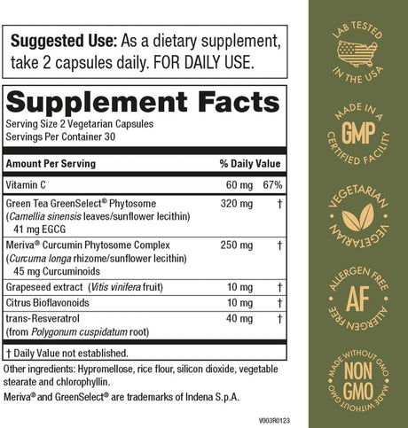 Complemento de Té Verde Purity Products con Tecnología Phytosome, 60 cápsulas