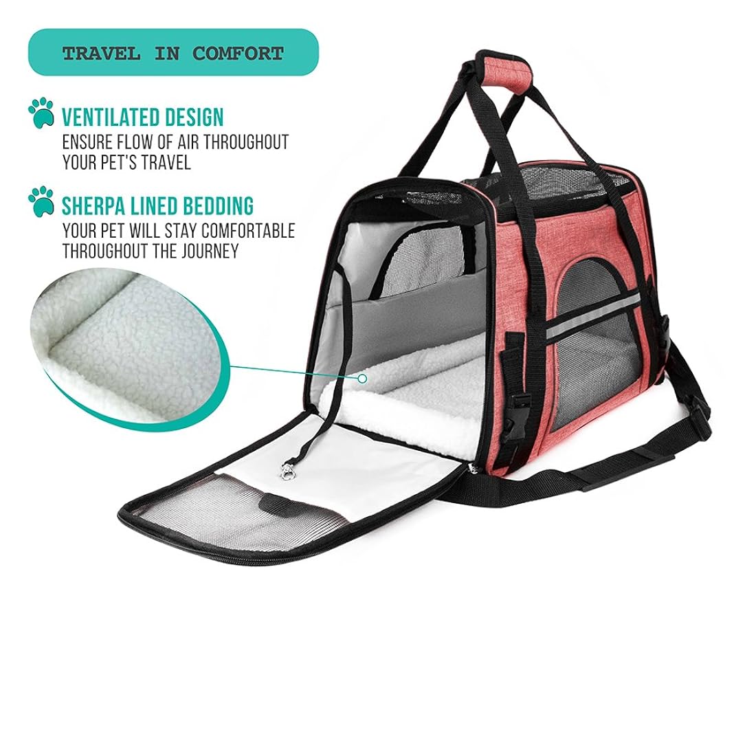 Bolso de viaje para mascotas de lado suave aprobado