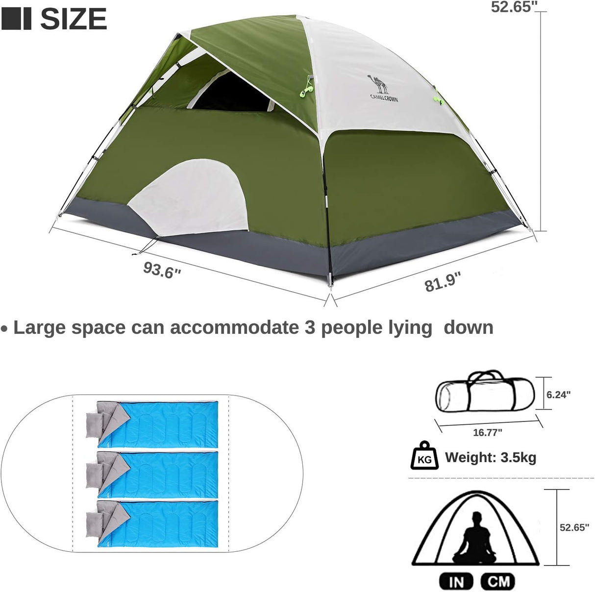 Tienda de campaña CAMEL CROWN para 2-5 personas, ligera y waterproof
