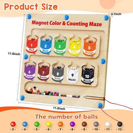 Juego Magnético de Números y Colores, Montessori, 3 Años+