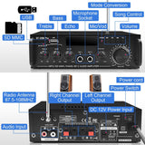 Amplificador Estéreo 2.0 Bluetooth 5.0, 800W, Control Remoto