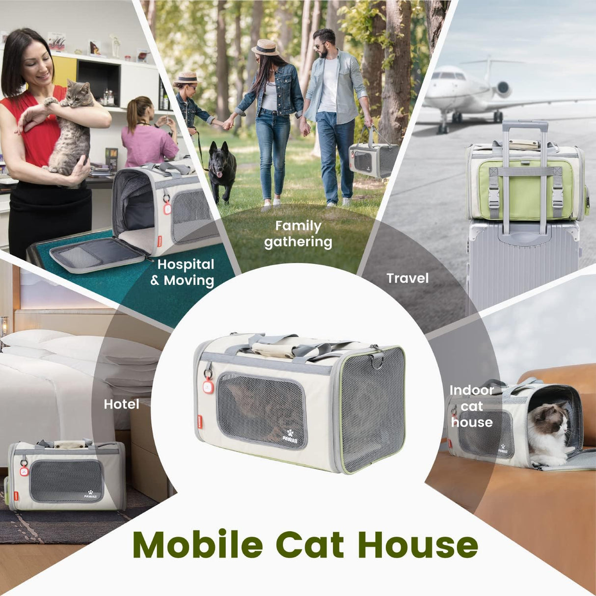 Transportín Pawaii para gatos, suave, plegable y cómodo.