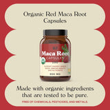Capsulas de Maca Roja Orgánica - 800mg, 100 cápsulas, pura en polvo