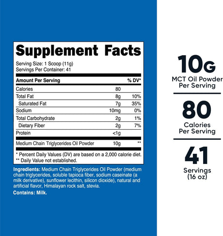 Suplementos Nutricost  MCT aceite en polvo 1lb vainilla