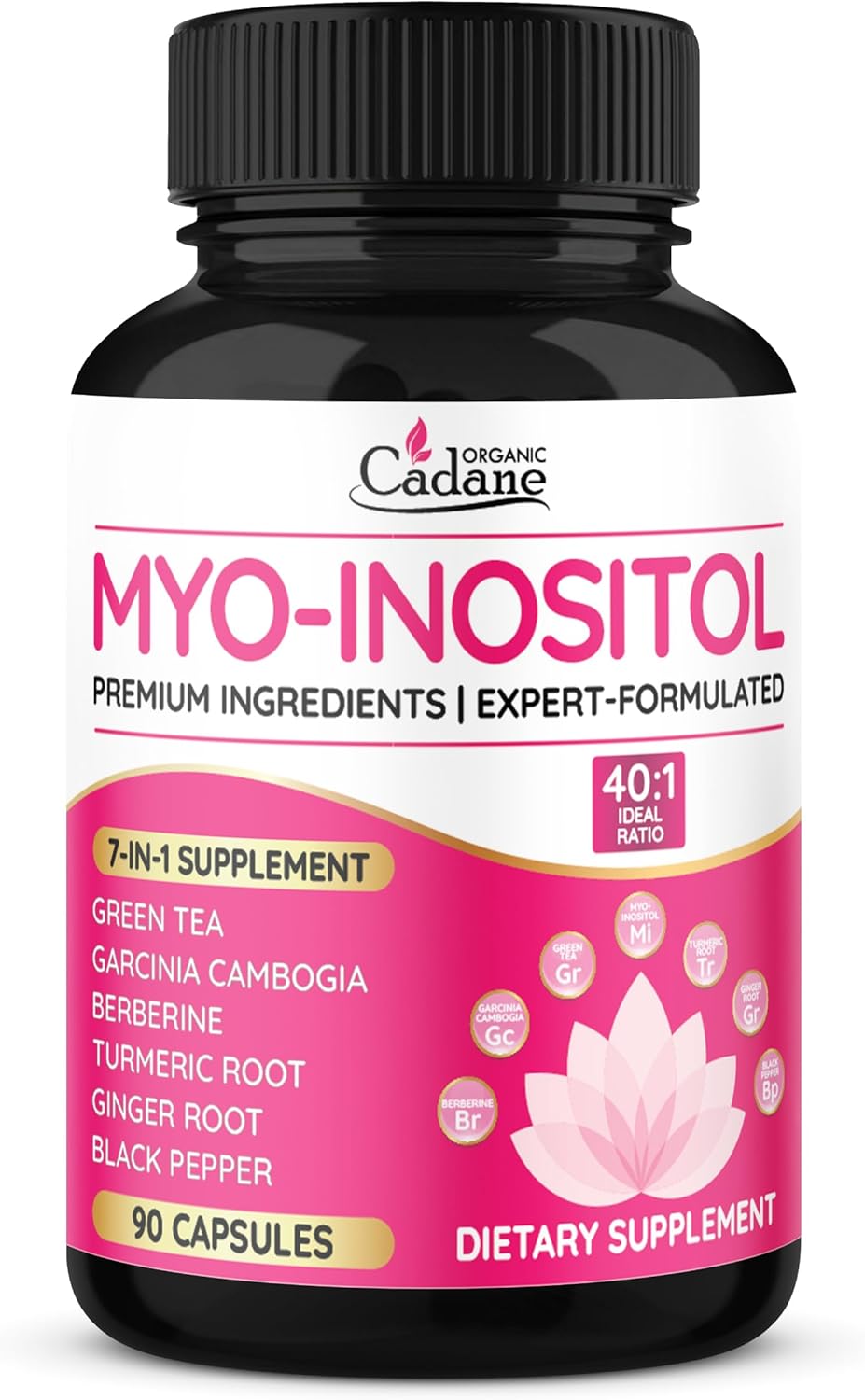 Cadane Myo Inositol, Té Verde & Garcinia Capsules, 90