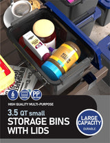 Botes Plásticos Apilables con Tapa y Asa, 3.5 Quart