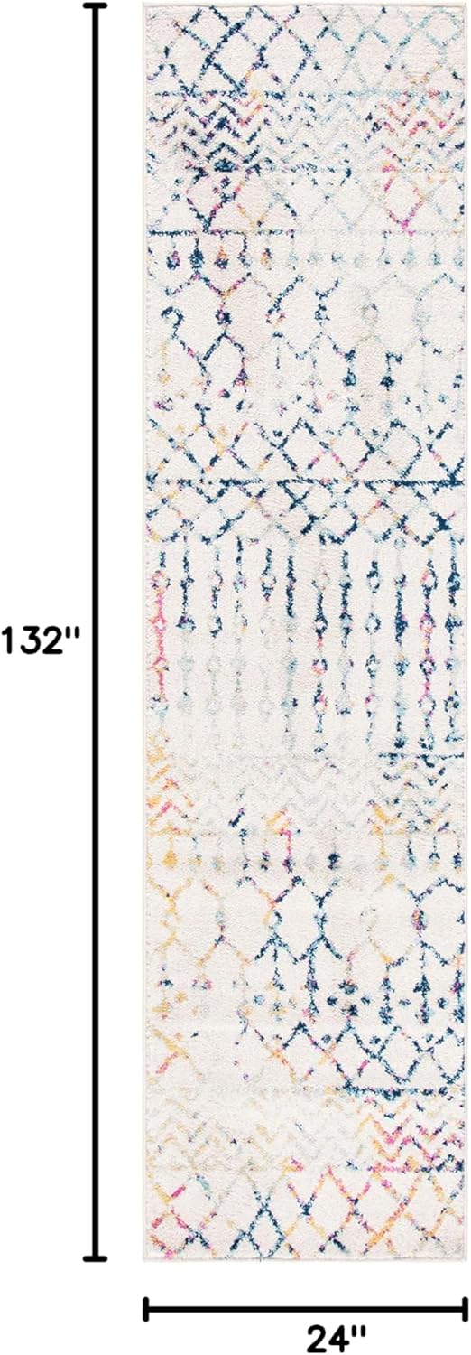 Alfombra Runner Tulum - Diseño Boho Marroquí, Fácil Cuidado, TUL270C