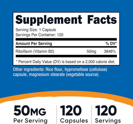 Nutricost R-5-P Vitamina B2 50MG 120 Cápsulas Veganas