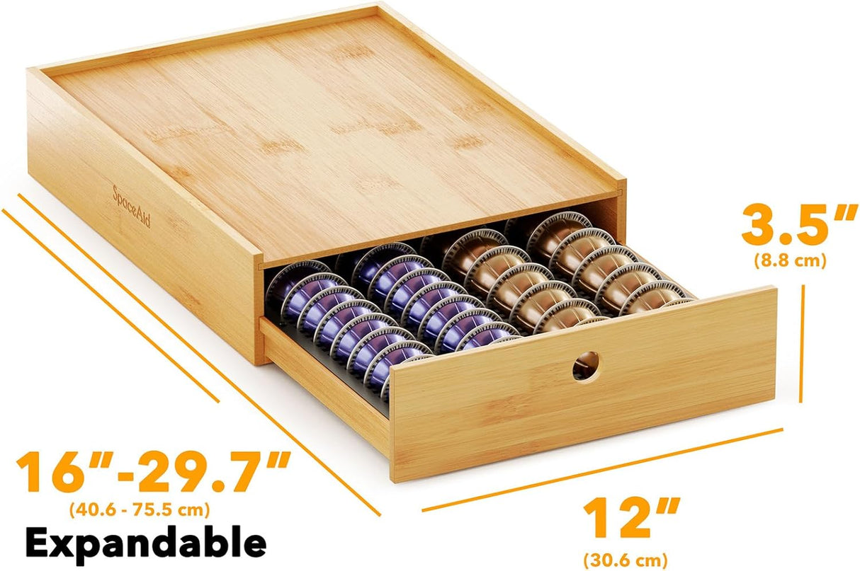 Soporte de bambú para cápsulas de café Nespresso Vertuo