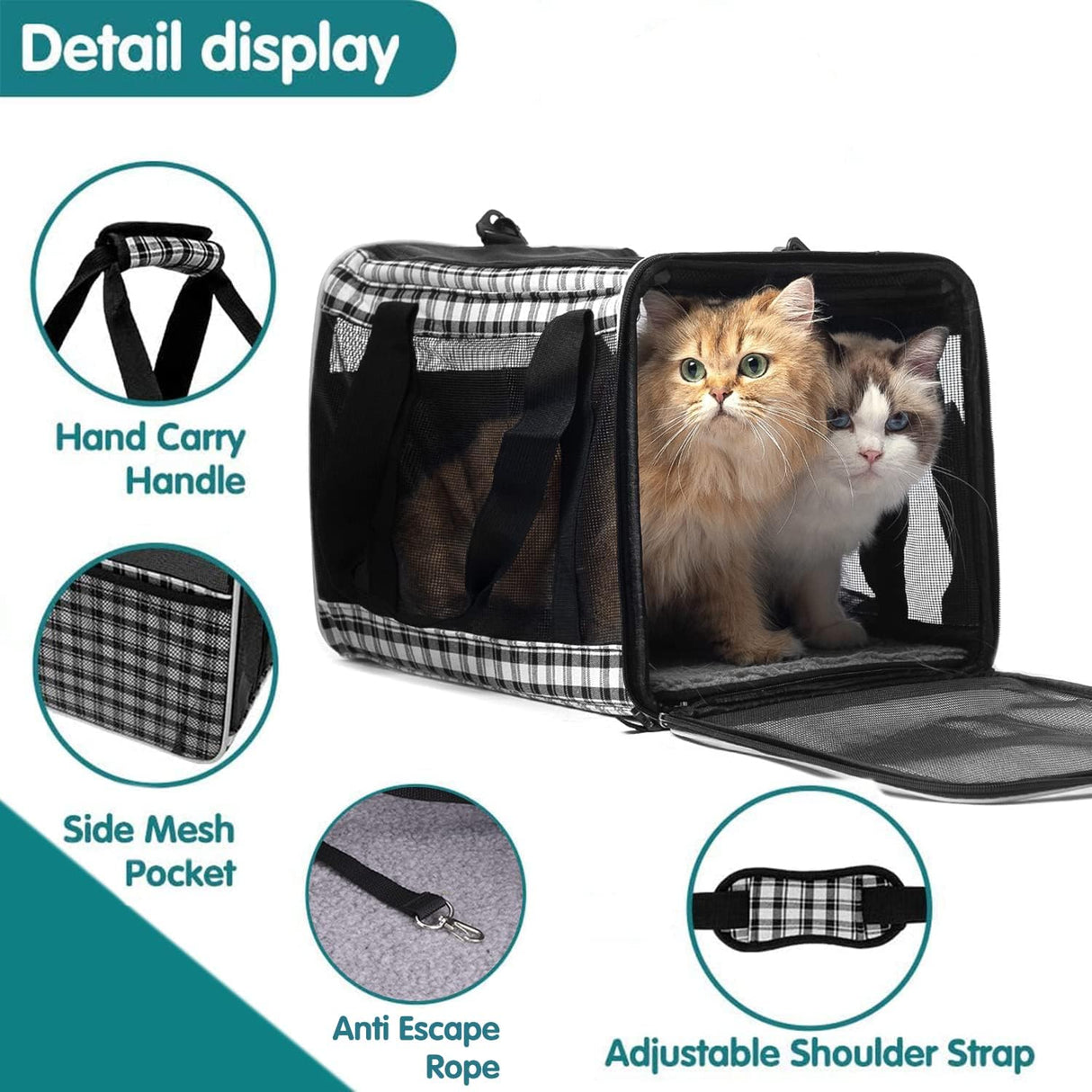 Transportadora para Gatos EXPAWLORER, Suave, Aprobada Aerolínea
