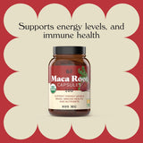 Capsulas de Maca Roja Orgánica - 800mg, 100 cápsulas, pura en polvo