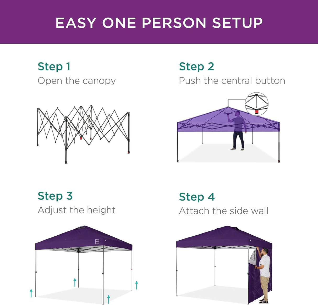 Carpa Plegable 10x10ft con Paredes y 4 Bolsas de Peso