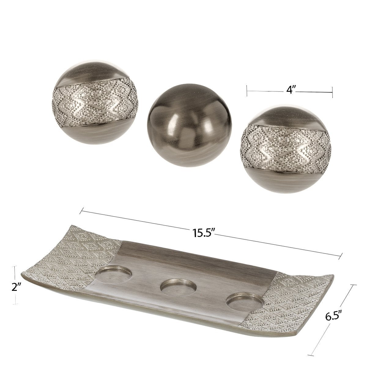 Juego de 3 bandejas decorativas de Dublín y orbes / bolas