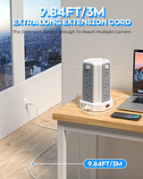 Regleta de protección contra sobretensiones con 12 enchufes de CA y 4 puertos USB, con cable de alimentación de 9.8 pies, apto para casa u oficina