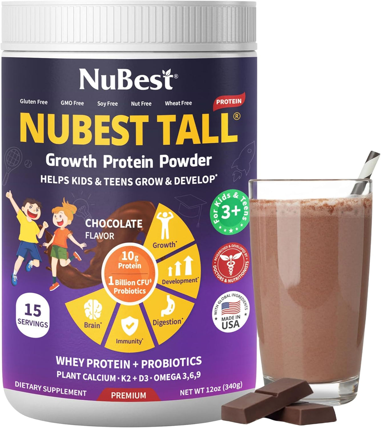 Proteína en Polvo para Niños NuBest - Probioticos y Vitaminas