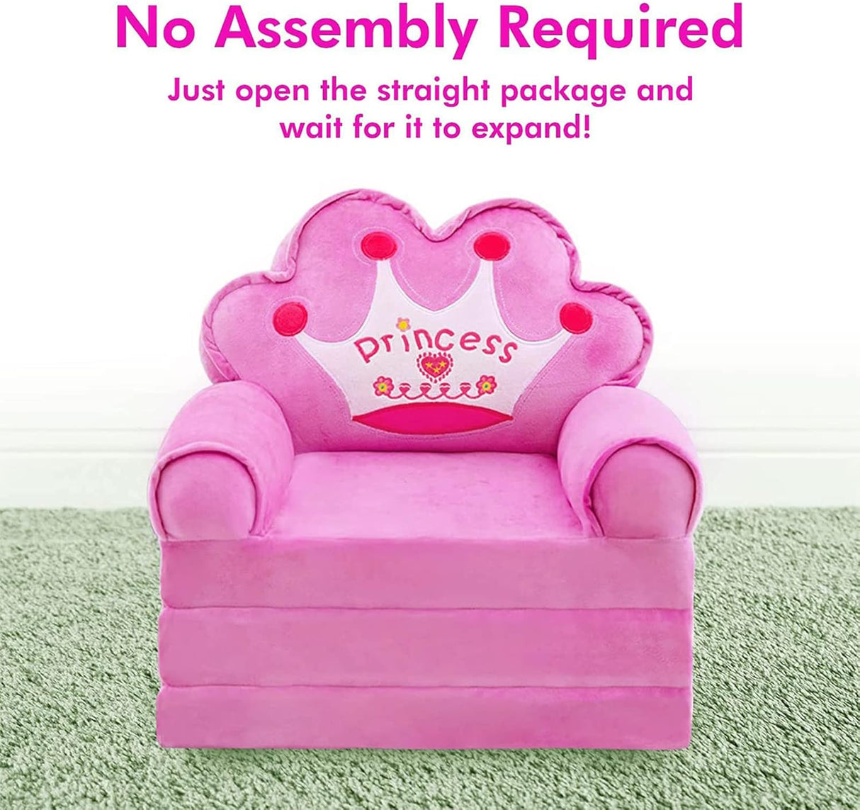 Silla plegable de princesa para niñas pequeñas de 1 a 3 años
