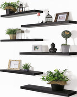 Estanterías flotantes de madera PHPH, 24 pulgadas, set de 6