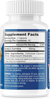 Cápsulas de Acetil L-Carnitina 500mg NeuropAWAY 60 Veggie Caps