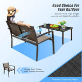 Devoko - Juego de 4 piezas de muebles de patio al aire libre para jardín, sillas y mesa de café de cristal para patio o terraza, Marrón