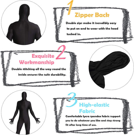 Disfraces completo del cuerp Zentai talla S