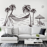 Vinilos Decorativos Palma Negra, Tropical, Mural de Hammock