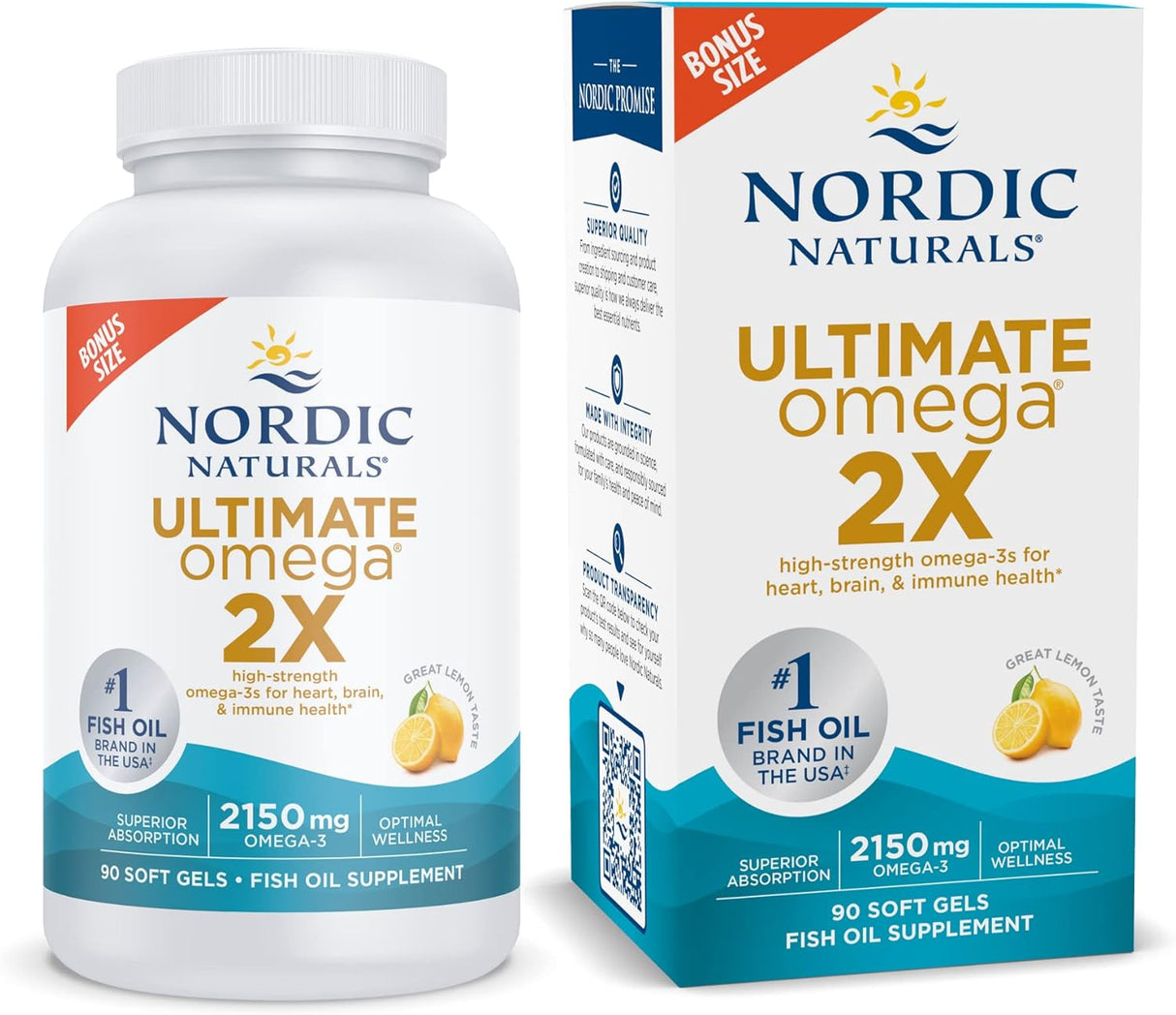Suplemento Ultimate Omega 2X, sabor a limón  de omega-3