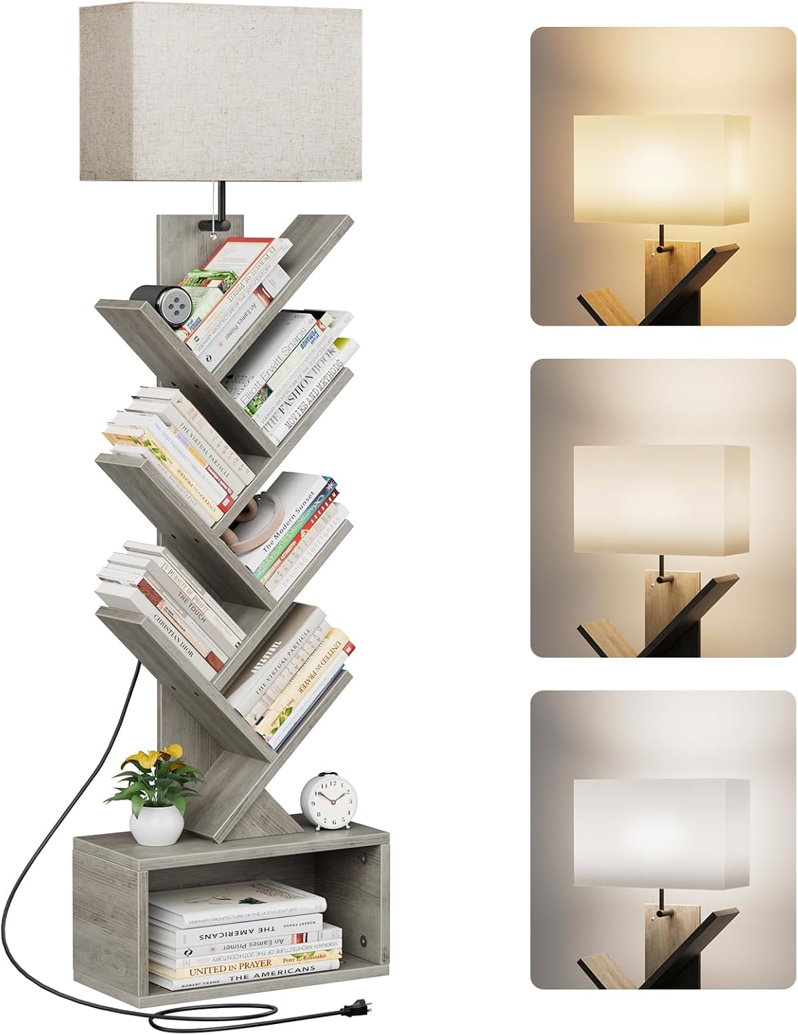 Estante de 6 niveles con luz, organizador robusto, modelo torre