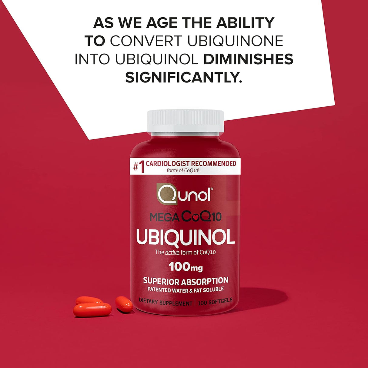 Suplemento Qunol Mega Ubiquinol natural Coq10 100 mg  100 un