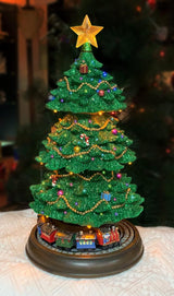 MOMENTS IN TIME Árbol de Navidad con trenes rotativos y luces