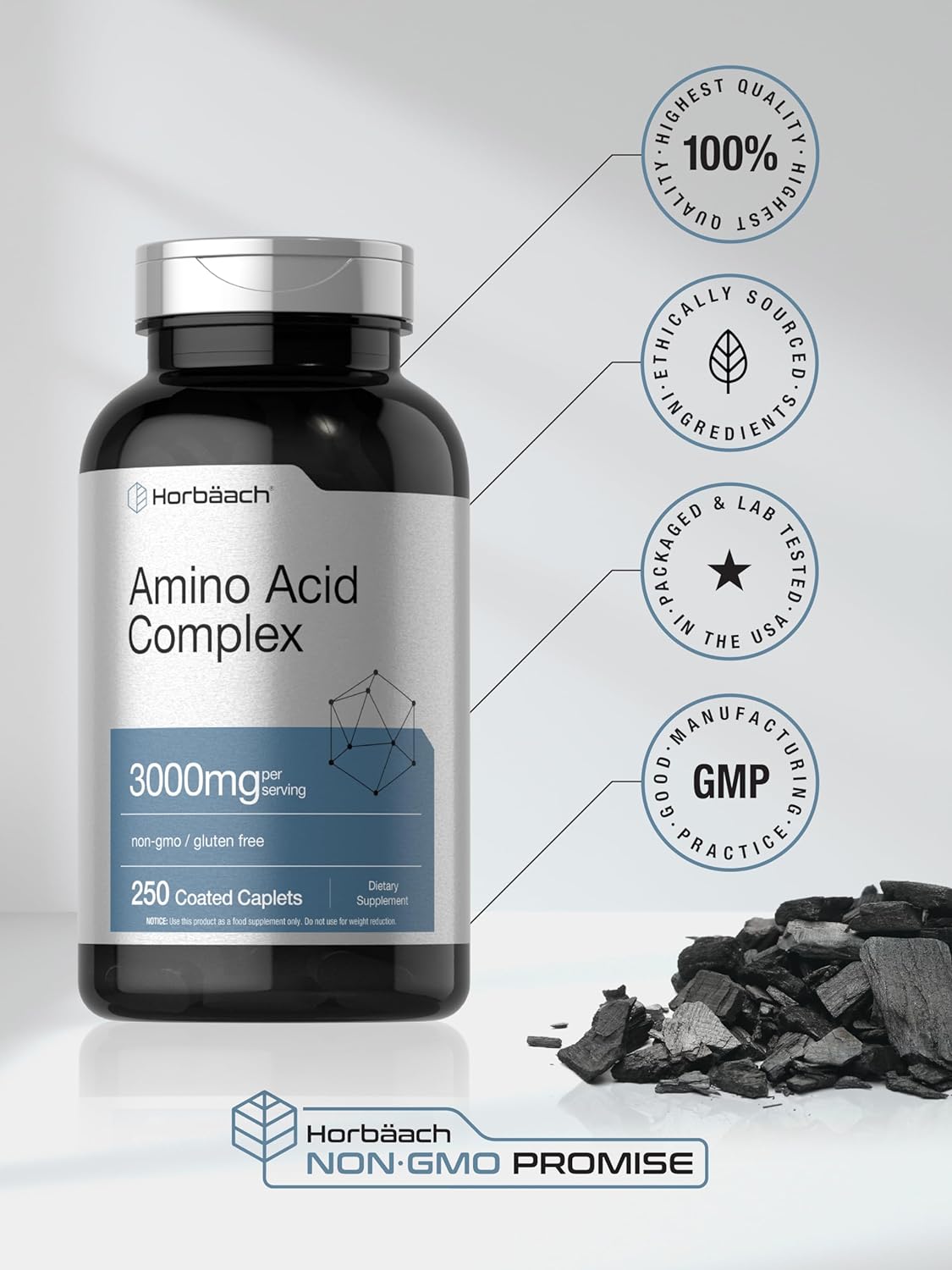 Suplemento Horbaach Complejo de aminoácidos 3000 mg  250 cáp