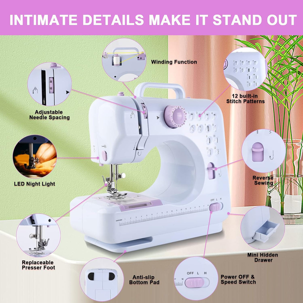Mini Máquina de Coser para Niños, 12 Puntadas, Kit Incluido