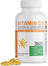 Bronson Vitamina D3 10,000 IU Alto Potencia 360 Softgels