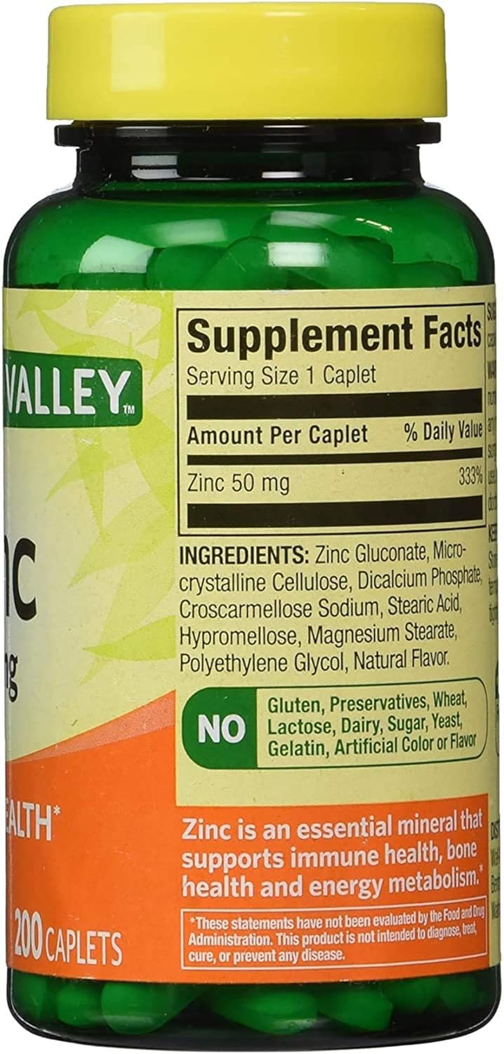 Suplemento de Zinc 50 mg Spring Valley 200 Ct Doble Pack