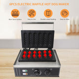 Máquina de Waffles 6 PCS, 1500W, Control Temp 50-300℃, 110V