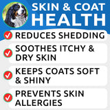 Omega 3 para perros y gatos – 180 golosinas de aceite de pescado para desprendimiento de perros, alergias en la piel, alivio de picazón, tratamiento de puntos calientes – salud de las articulaciones –