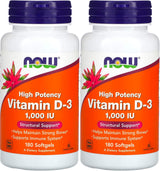 Now Foods Vitamina D3 1000 IU 180 cápsulas 2 pack