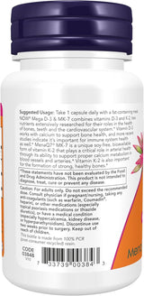 Suplementos Mega D-3 & MK-7, NOW Foods, 60 Veg Caps