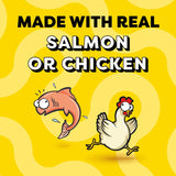 Golosinas exprimibles para gatos pollo y salmón 16 bolsas