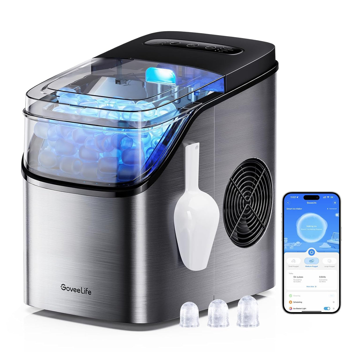 Máquina de Hielo GoveeLife, 26lbs/24Hrs, Control por Voz