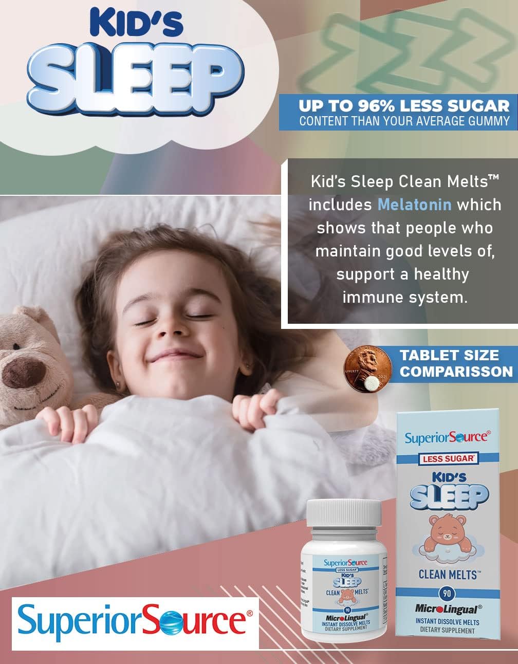Suplemento Sleep para niños  Clean Melts microlingües