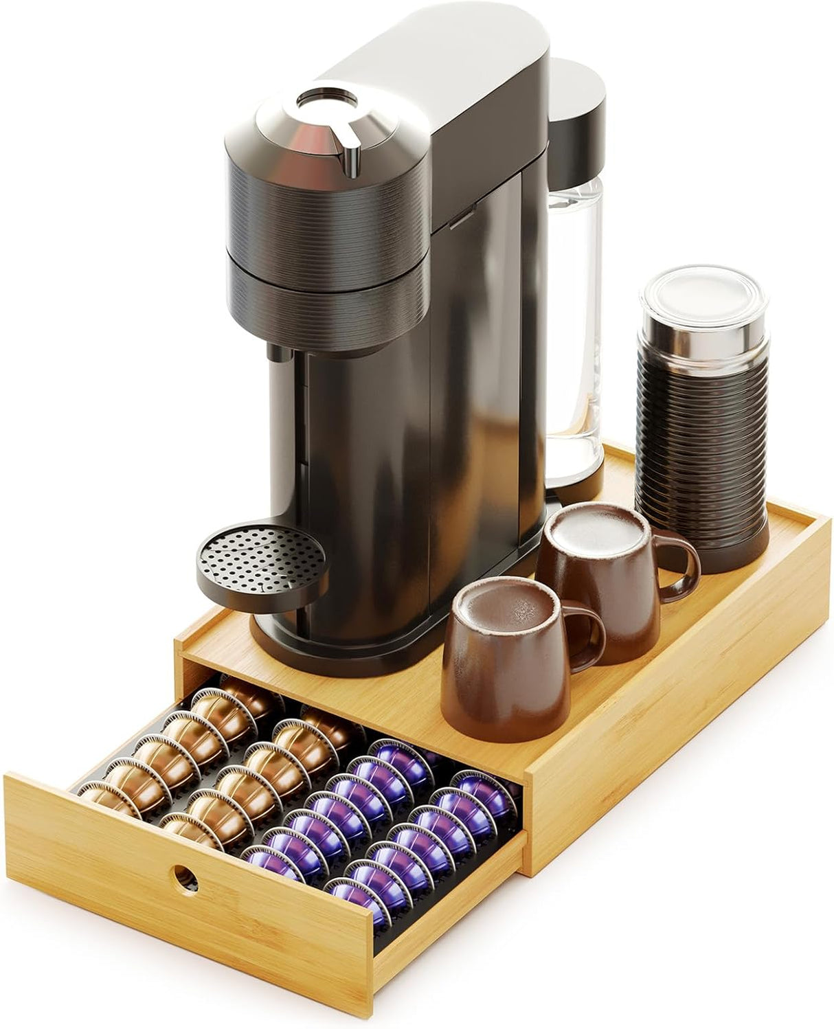 Soporte de bambú para cápsulas de café Nespresso Vertuo