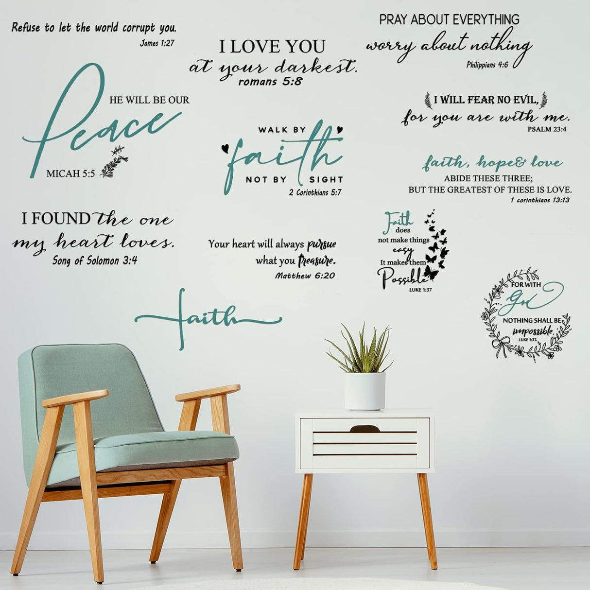 Vinilos de Pared Inspiradores Christianos - Estilo 12, Peel & Stick
