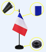 Banderas de escritorio USA y Francia, miniatura con base y soporte