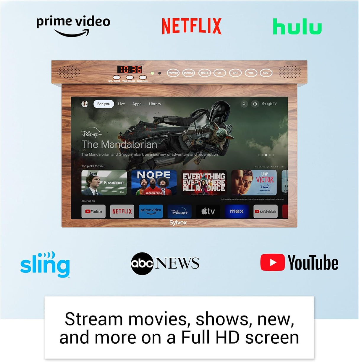 Televisor Smart SYLVOX 15.6 1080P Android para Cocina