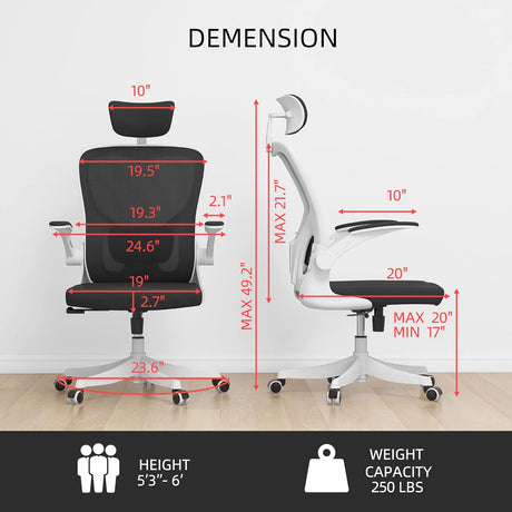 Oficina Silla Ergonómica con Soporte Lumbar y Reposacabezas 3D
