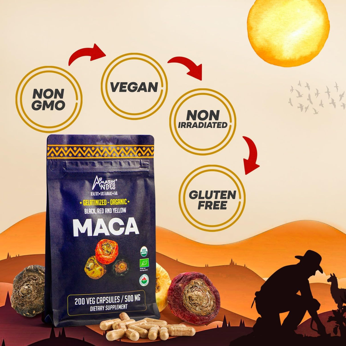 Cápsulas de Maca Premium Amazon Andes 3000mg Energía