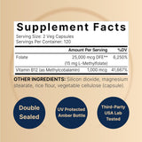Suplemento NatureBell L Metilfolato 15 mg (5-MTHF)  180 cáp